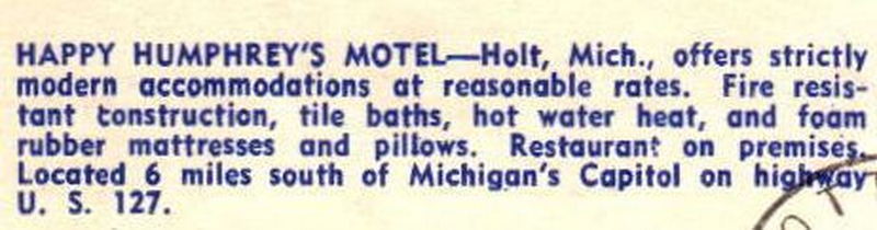 Happy Humphreys Motel (Humphrey Motel, Happys Inn Motel) - Vintage Postcard (newer photo)